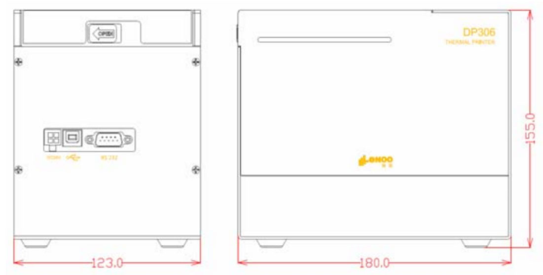 景區(qū)熱敏門(mén)票打印機(jī)（DP306）尺寸
