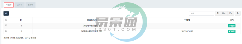 易景通景區(qū)分銷系統(tǒng):分銷商管理列表 易景通景區(qū)分銷系統(tǒng):分銷商管理列表